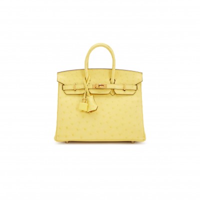 HERMÈS MASTER BIRKIN 25 OSTRICH GOOSE EGG YOLK GOLD BUCKLE H041944CK80 (25*20*13cm)